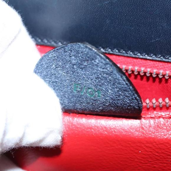 CELINE Hand Bag Leather Navy Red yellow Auth 111305 - Picture 12 of 16